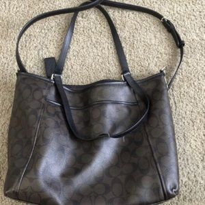 Black & Brown Leather Coach Tote